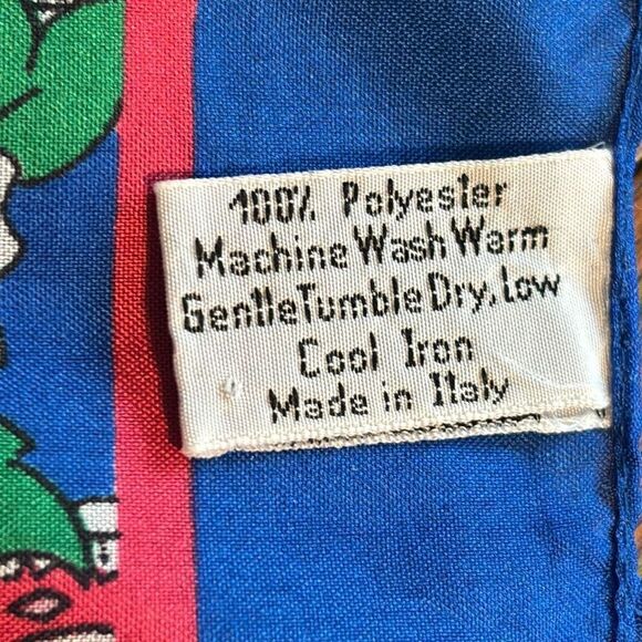 Vintage Sarah Coventry paisley w blue border made in Italy scarf 30” x 30” - Picture 6 of 9